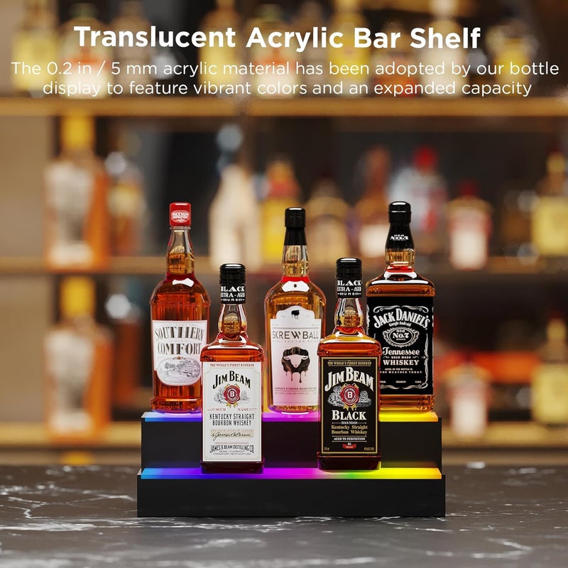 Dethan 2 Tier 15 Inch Liquor Bottle Display Shelf - Wine Racks with Multi-Color, Acrylic Bar Shelves for Commercial Clubs - Image 3
